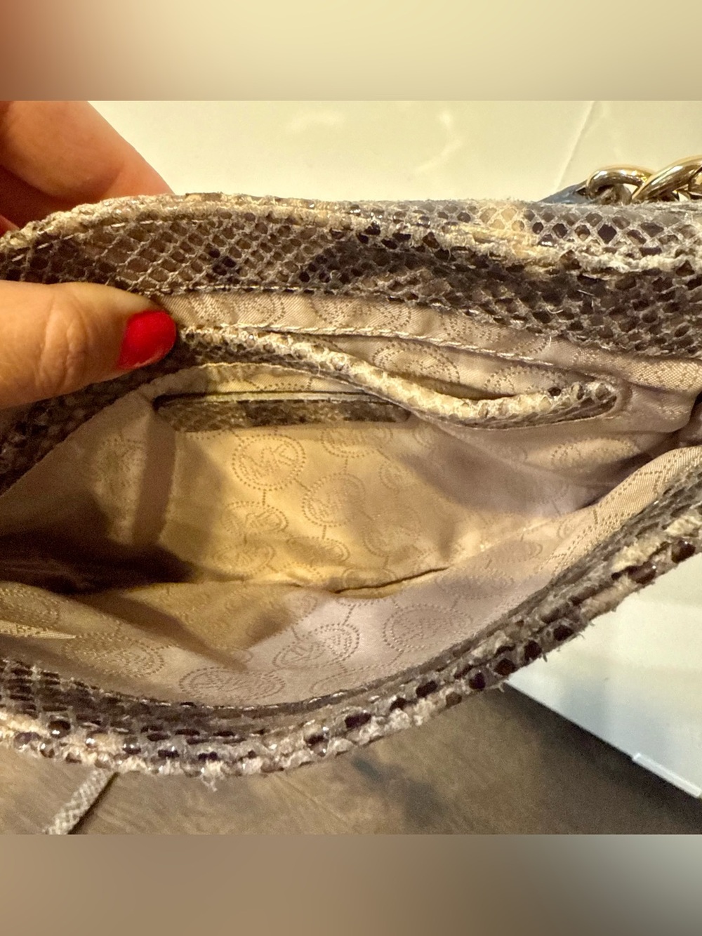 Michael Kors Snake-Print Crossbody Bag with Gold Hardware - Picture 3 of 10